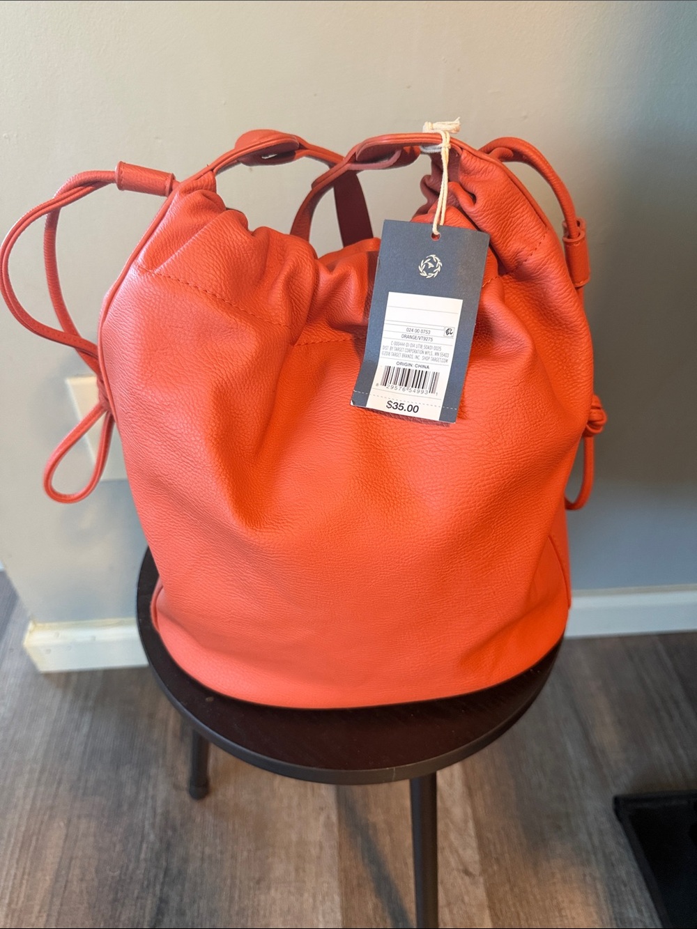 Universal Thread Coral Orange Drawstring Bucket Bag
